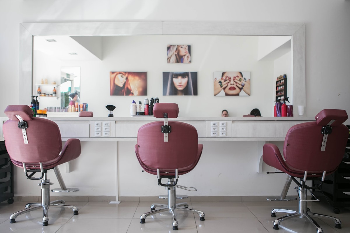 Emerald Shears salon interior with styling chairs and mirrors